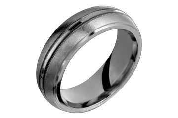 Domed Titanium Ring With Milled Edge Center Alain Raphael