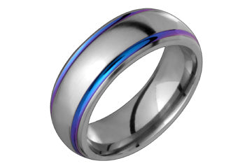 Domed Titanium Ring With Parallel Rainbow Inlay Alain Raphael