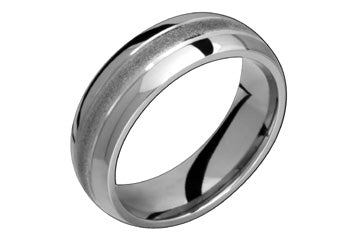 Domed Titanium Ring With Satin Center Alain Raphael
