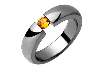 Domed Titanium Ring With Tension Set Golden Yellow Citrine Alain Raphael