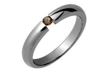 Domed Titanium Ring With Tension Set Smokey Topaz Alain Raphael