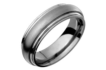 Domed Titanium Ring with Grooved Edges Alain Raphael