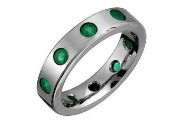 Emerald Set Eternity Titanium Ring Alain Raphael