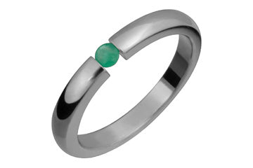 Emerald Tension Set Titanium Ring Alain Raphael
