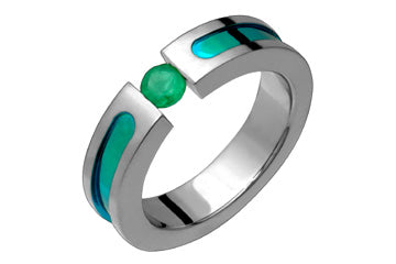 Emerald Tension Set Titanium Ring With Green Inlay Alain Raphael