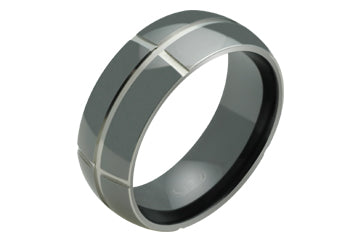 Engraved Black Domed Titanium Ring Alain Raphael