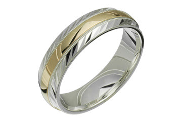 Engraved Silver & Yellow Gold Wedding Band Alain Raphael