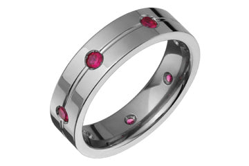 Eternity Ruby Engraved Titanium Ring Alain Raphael