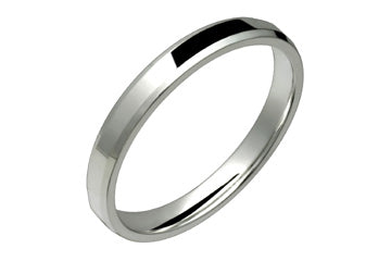 Flat 3 mm Comfort Fit Beveled Edge Platinum Ring Alain Raphael