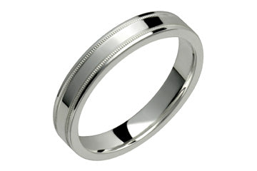 Flat Comfort Fit 4 mm Platinum Ring With Milled Edges Alain Raphael