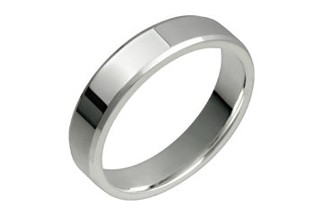 Flat Comfort Fit 5 mm Platinum Ring With Beveled Edges Alain Raphael