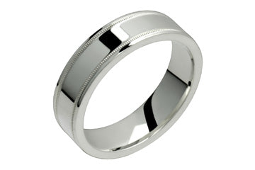 Flat Comfort Fit 6 mm Platinum Ring With Milled Edges Alain Raphael