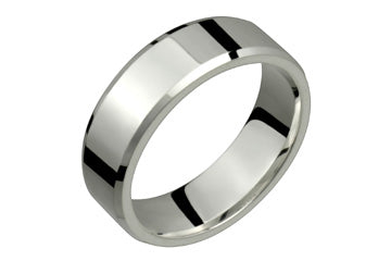 Flat Comfort Fit 7 mm Platinum Ring With Beveled Edges Alain Raphael