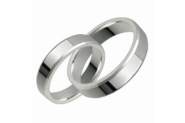 Flat Comfort Fit Beveled 5mm Ladies and Gents Platinum Bands Alain Raphael