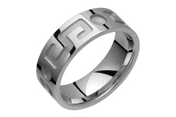Flat Comfort Fit Deep Engraved Titanium Ring Alain Raphael