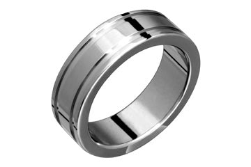 Flat Comfort Fit Double Grooved Titanium Ring Alain Raphael