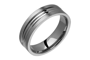 Flat Comfort Fit Dual Grooved Center Titanium Ring Alain Raphael