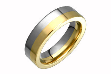 Flat Comfort Fit Half Yellow Gold and Half Titanium Ring Alain Raphael