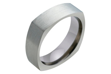 Flat Comfort Fit Square Titanium Sandblast Band Alain Raphael
