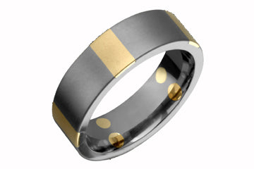 Flat Comfort Fit Titanium Band with Rectangular Yellow Gold Inlay Alain Raphael