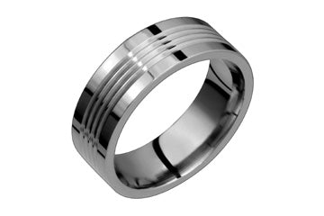 Flat Comfort Fit Titanium Ring With 4 Center Grooves Alain Raphael