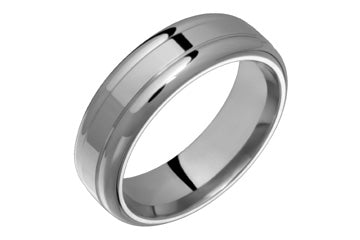 Flat Comfort Fit Titanium Ring With Delicate Grooves Alain Raphael