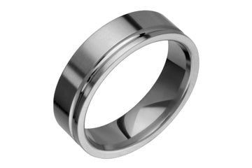 Flat Comfort Fit Titanium Ring With Lopsided Groove Alain Raphael