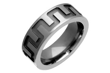Flat Comfort Fit Titanium Ring With Maze Design Alain Raphael