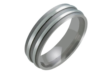Flat Comfort Fit Titanium Ring with Raised Surface Alain Raphael