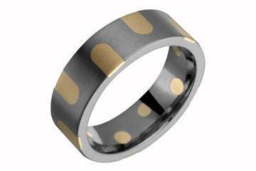 Flat Comfort Fit Titanium and Yellow Gold Inlay Band Alain Raphael