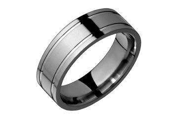 Flat Titanium Band With Two Delicate Grooves Alain Raphael