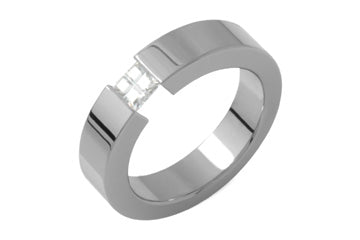 Flat Top Titanium Ring with Illustion Cubic Zirconia Alain Raphael