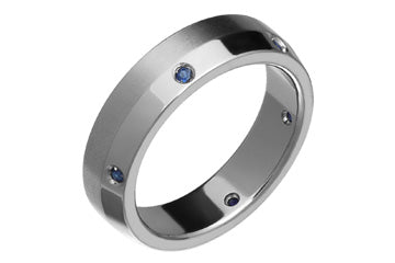 Half Beveled Sapphire & Titanium Ring Alain Raphael