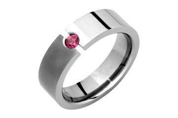 Half Polished Half Sandblasted Pink Tourmaline Titanium Ring Alain Raphael