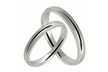 Half-Round Comfort Fit 3mm Milled-Edge Ladies and Gents Platinum Bands Alain Raphael