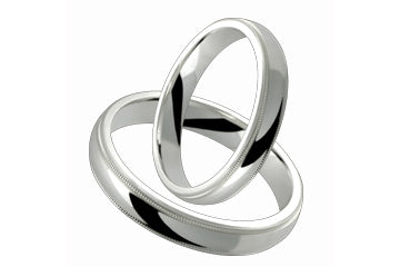 Half-Round Comfort Fit 4mm Milled-Edge Ladies and Gents Platinum Bands Set Alain Raphael