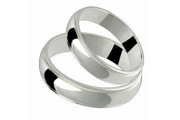 Half-Round Comfort Fit 5mm Milled-Edge Ladies and Gents Platinum Bands Set Alain Raphael