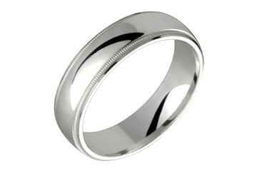 Half Round Comfort Fit 6 mm Milled Edge Platinum Ring Alain Raphael