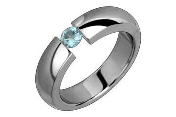 Half Round Tension Set Aquamarine & Titanium Ring Alain Raphael