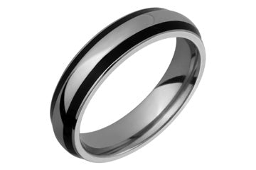Half Round Titanium Ring With Black Inlay Edges Alain Raphael