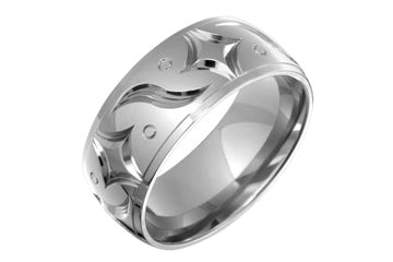 Half Round Titanium Ring With Flowing Engraving Alain Raphael
