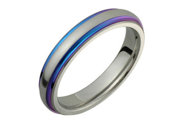 Half Round Titanium Ring With Rainbow Color Inlays Alain Raphael