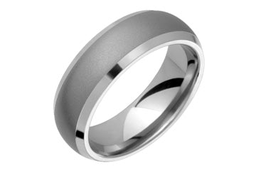 Half Round Titanium Ring With Sandblast Center Alain Raphael