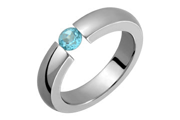 Half Round Titanium Tension Set Round Blue Topaz Ring Alain Raphael