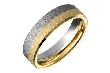 Half Titanium & Half 14K Yellow Gold Satin Ring Alain Raphael