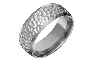 Hammered Titanium Ring With Flat Profile Alain Raphael