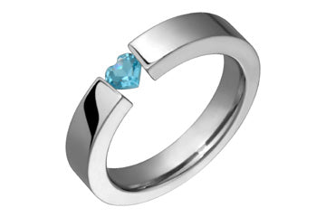 Heart Shape Blue Topaz & Titanium Ring Alain Raphael