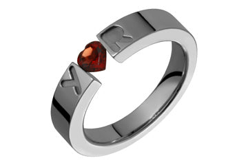 Heart Shape Garnet Tension Set Carved Titanium Ring Alain Raphael