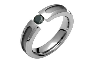 Inner Grooved Titanium & Black Tension Zirconium Ring Alain Raphael