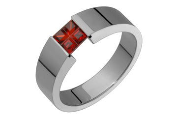 Innovative Square Illusion Ruby & Titanium Tension Set Ring Alain Raphael
